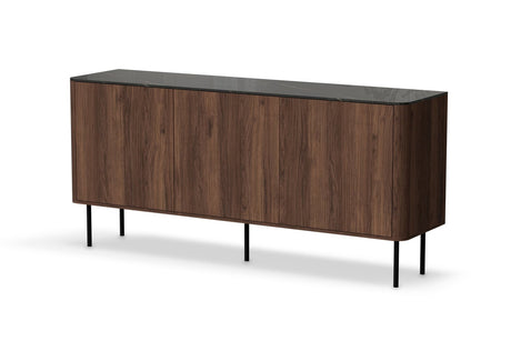 Nowoczesna komoda 160 cm z czarnym marmurowym blatem do eleganckiego salonu