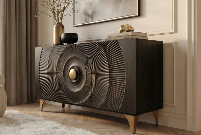 KOMODA SUNSET 140 CM CZARNA / 46658 / INVICTA INTERIOR