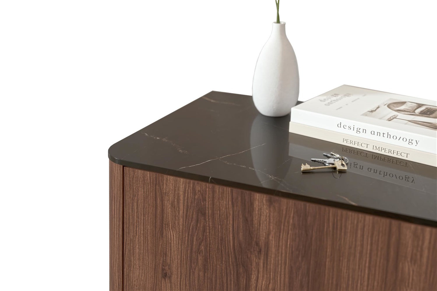 Nowoczesna komoda 100 cm z czarnym marmurowym blatem do eleganckiego salonu