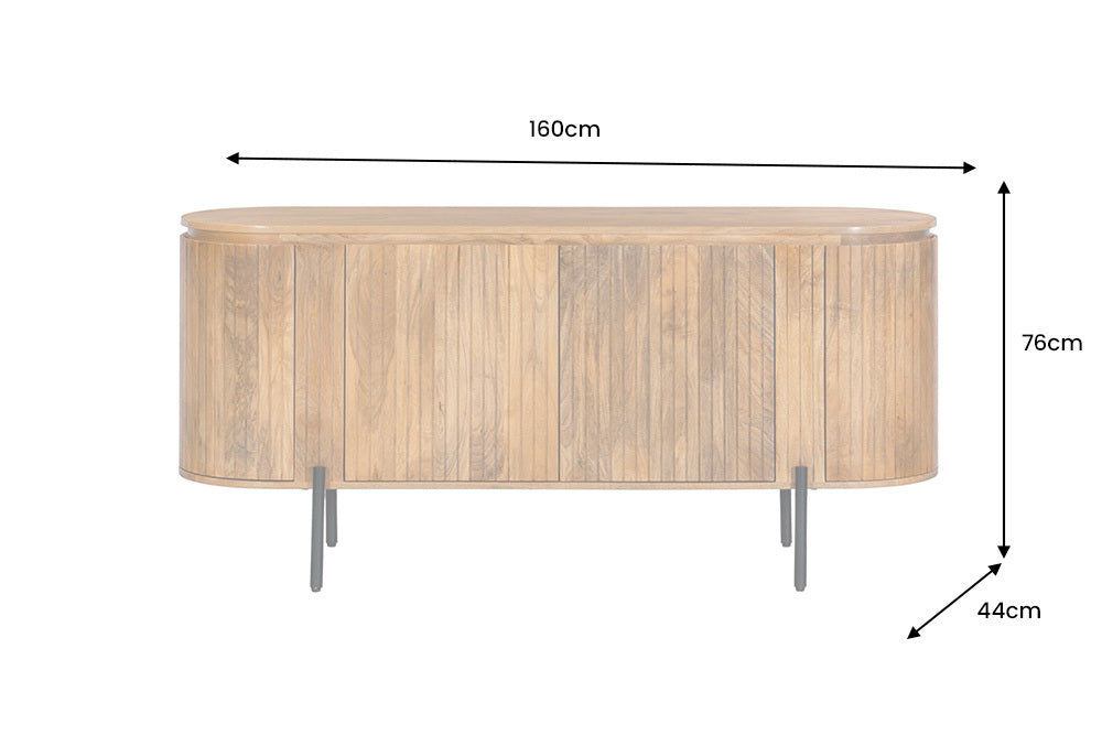 Komoda z drewna mango 160 cm brązowa na czarnych metalowych nóżkach do salonu