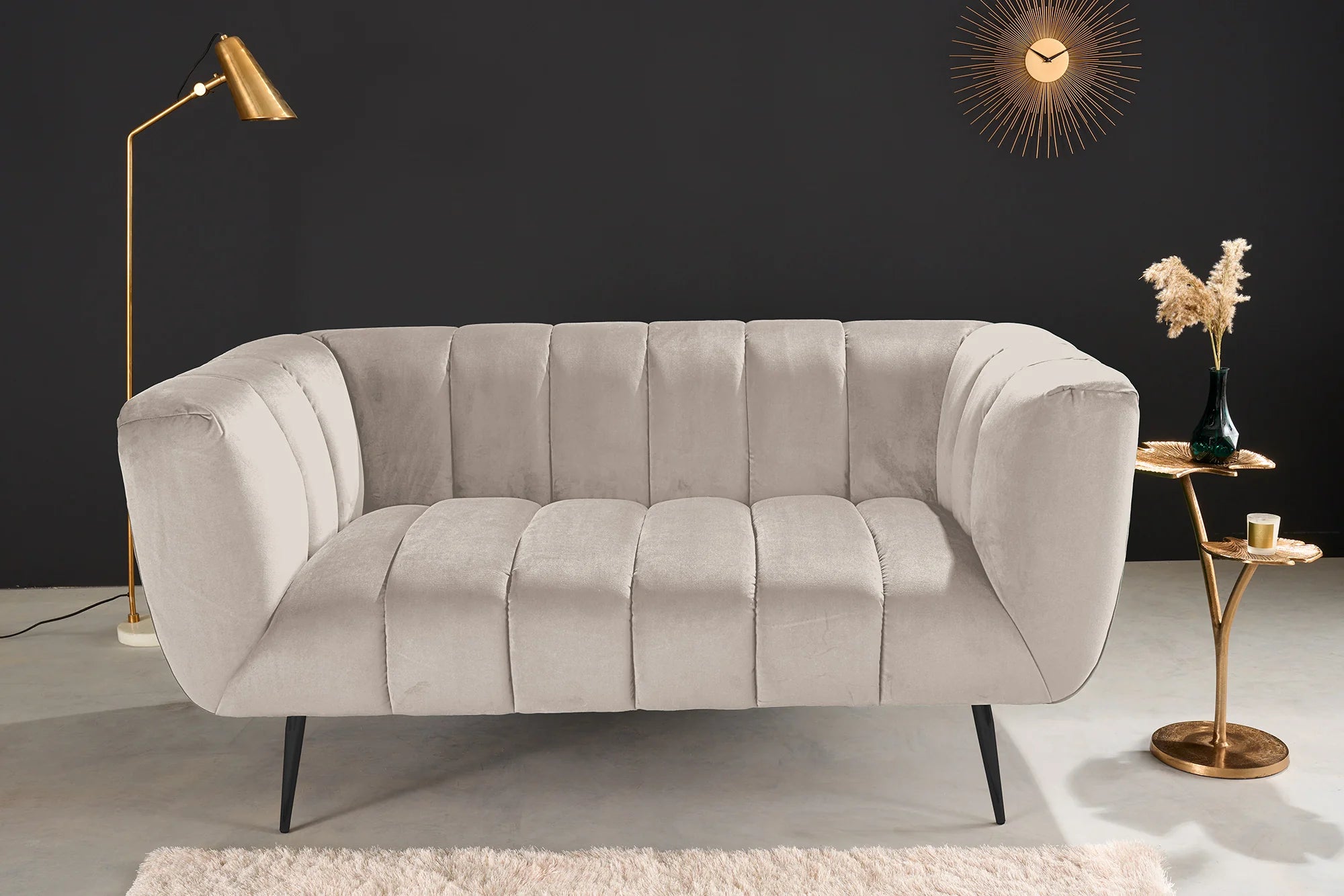 SOFA NOBLESSE 2 osobowa 165 CM SZAMPAŃSKI AKSAMIT / 44537 / INVICTA INTERIOR -  Meblowy Sklep Internetowy Inventio