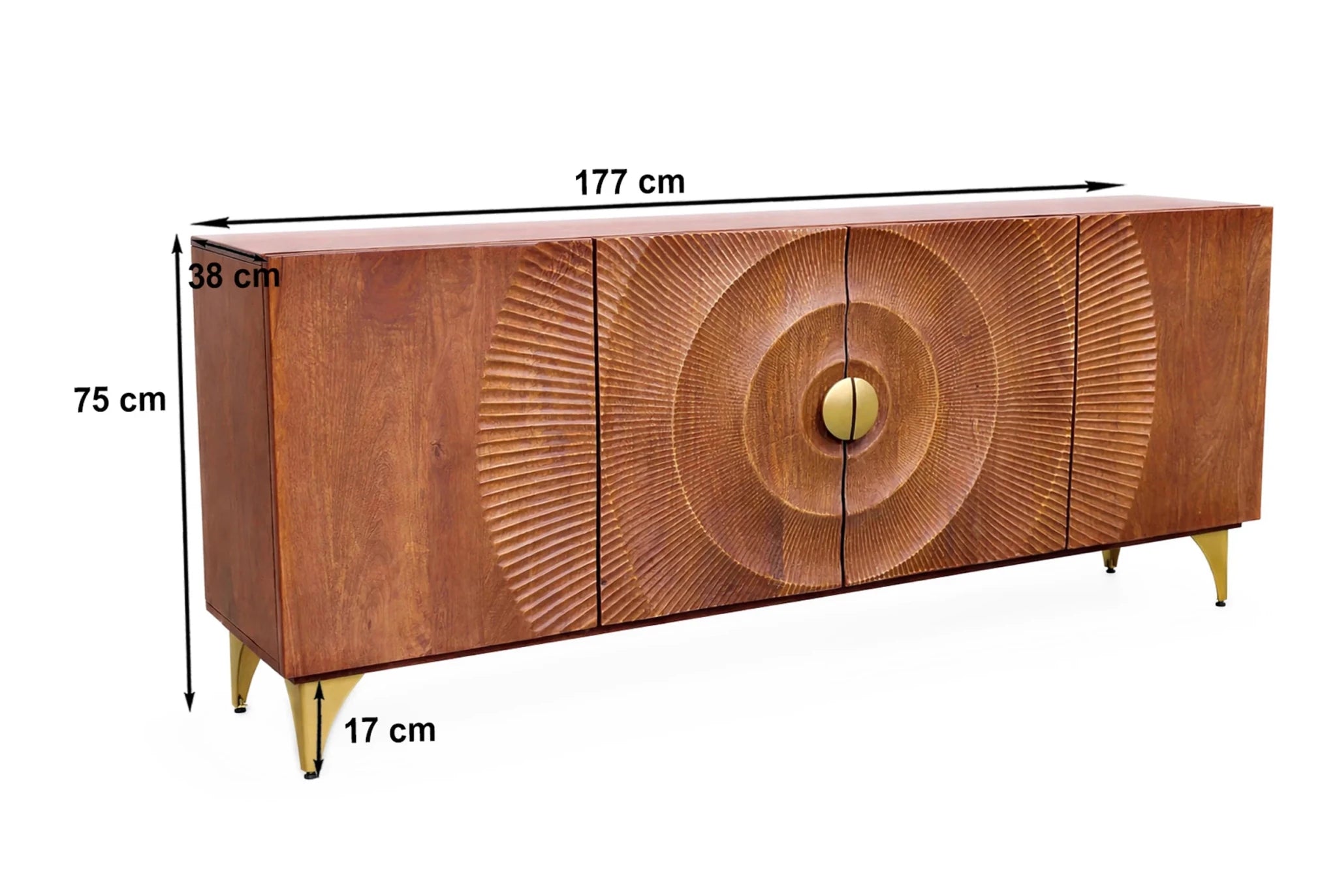 Komoda 177 cm z naturalnego drewna mango do salonu i jadalni