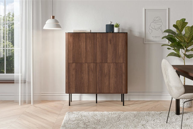Nowoczesna komoda 100 cm z czarnym marmurowym blatem do eleganckiego salonu