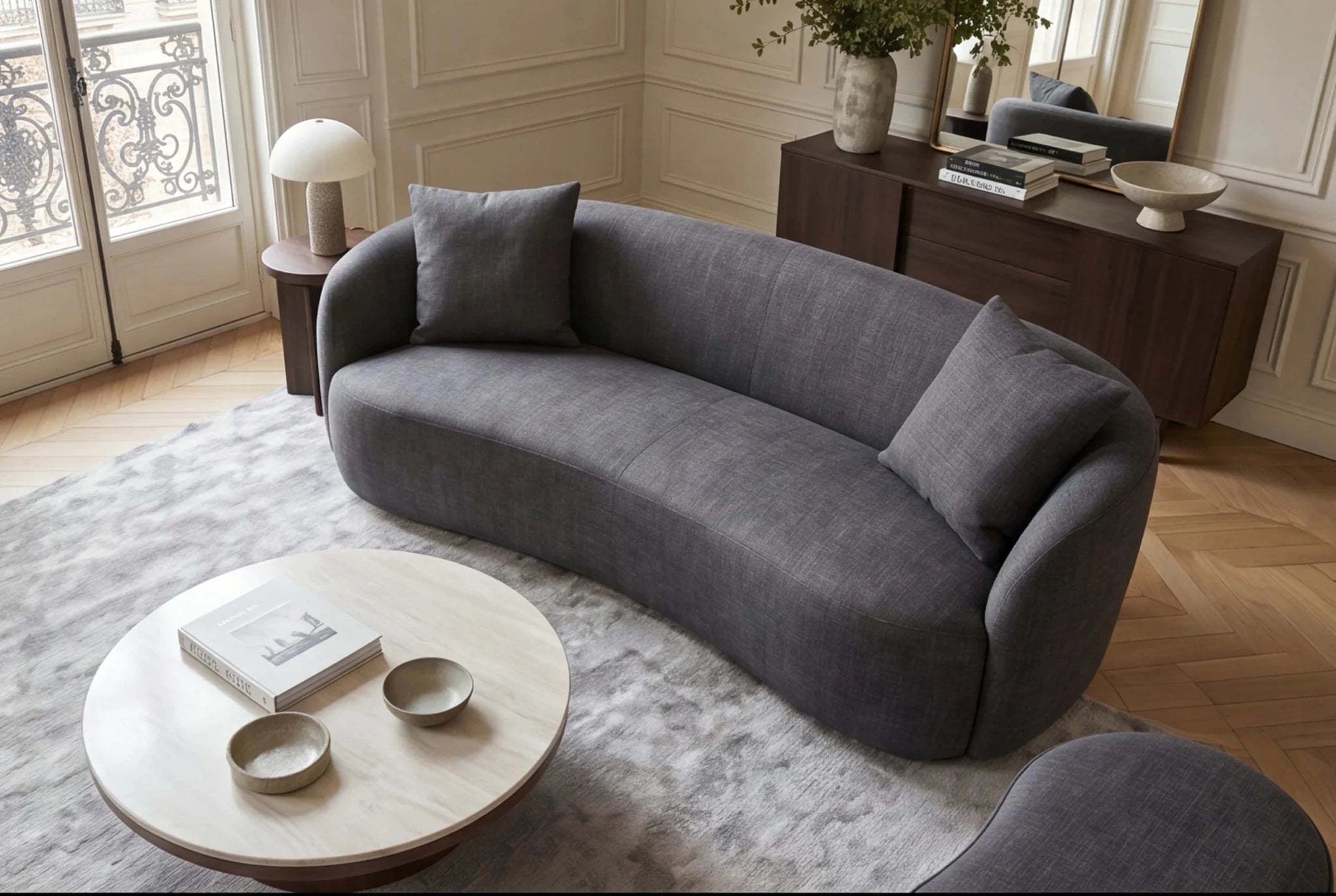 Nowoczesna sofa 2-osobowa 180 cm nierozkładana w kolorze grafitowym do salonu