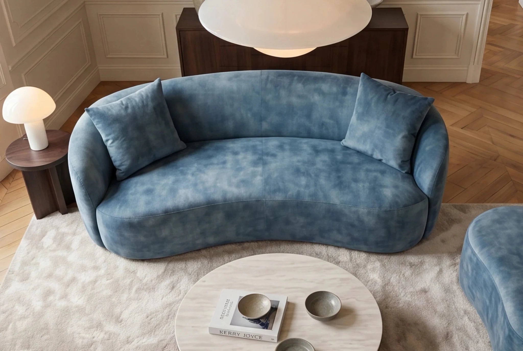 Nowoczesna sofa 2-osobowa nierozkładana 180 cm w kolorze niebieskim do salonu
