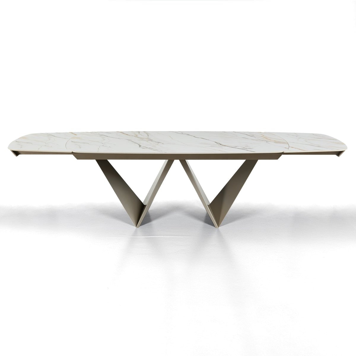 Stół rozkładany CLEFT EVO 200–300 cm z ceramicznym blatem Onice Marble i  metalową podstawą