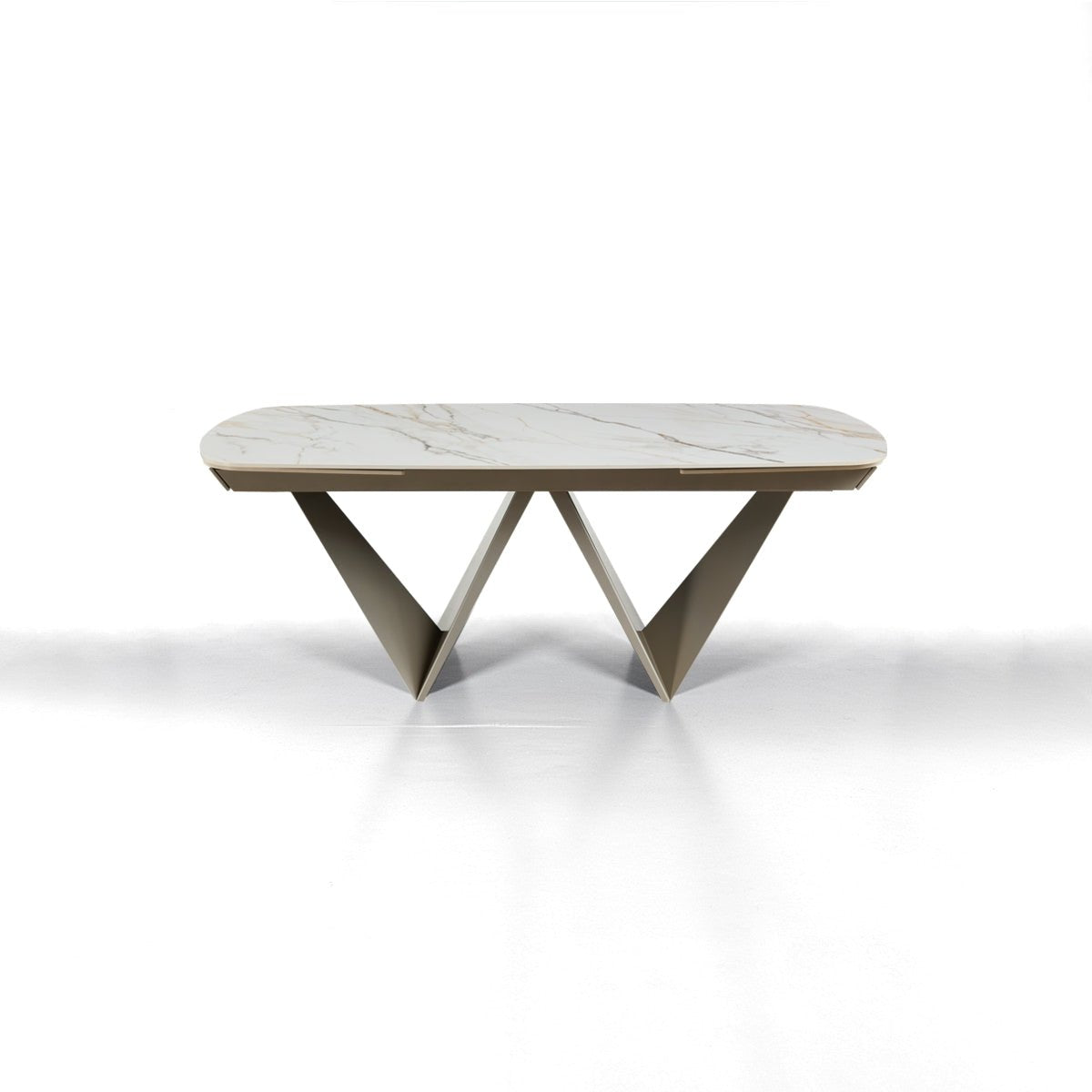 Stół rozkładany CLEFT EVO 200–300 cm z ceramicznym blatem Onice Marble i  metalową podstawą