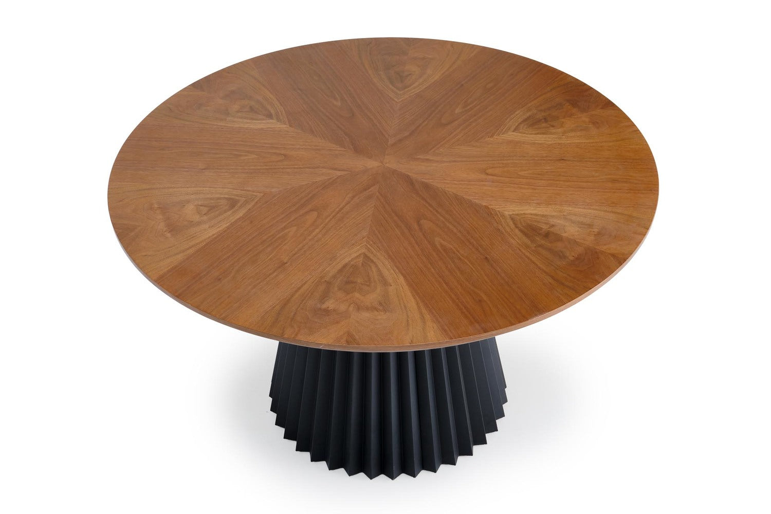 Nowoczesny stół okrągły 130 cm z blatem w naturalnej okleinie orzechowej