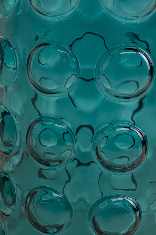 Turkusowy szklany stolik pomocniczy z okrągłym szklanym czarnym blatem i złotym wykończeniem