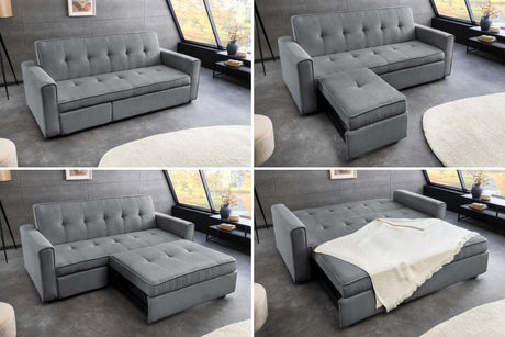 Sofa rozkładana 2-osobowa z funkcją spania, zielony sztruks, nowoczesny design