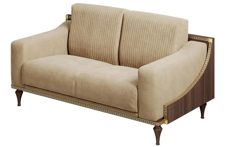 Sofa włoska Arredoclassic Romantica beżowa z ramą w optyce orzecha