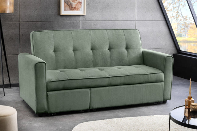 Sofa rozkładana 2-osobowa z funkcją spania, zielony sztruks, nowoczesny design