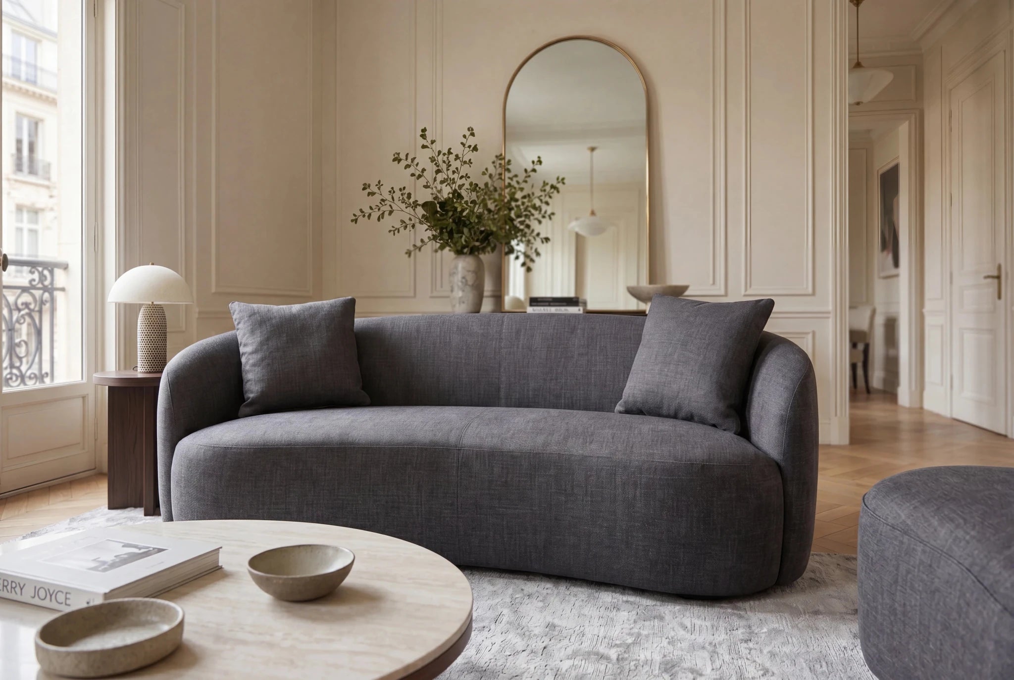 Nowoczesna sofa 2-osobowa 180 cm nierozkładana w kolorze grafitowym do salonu