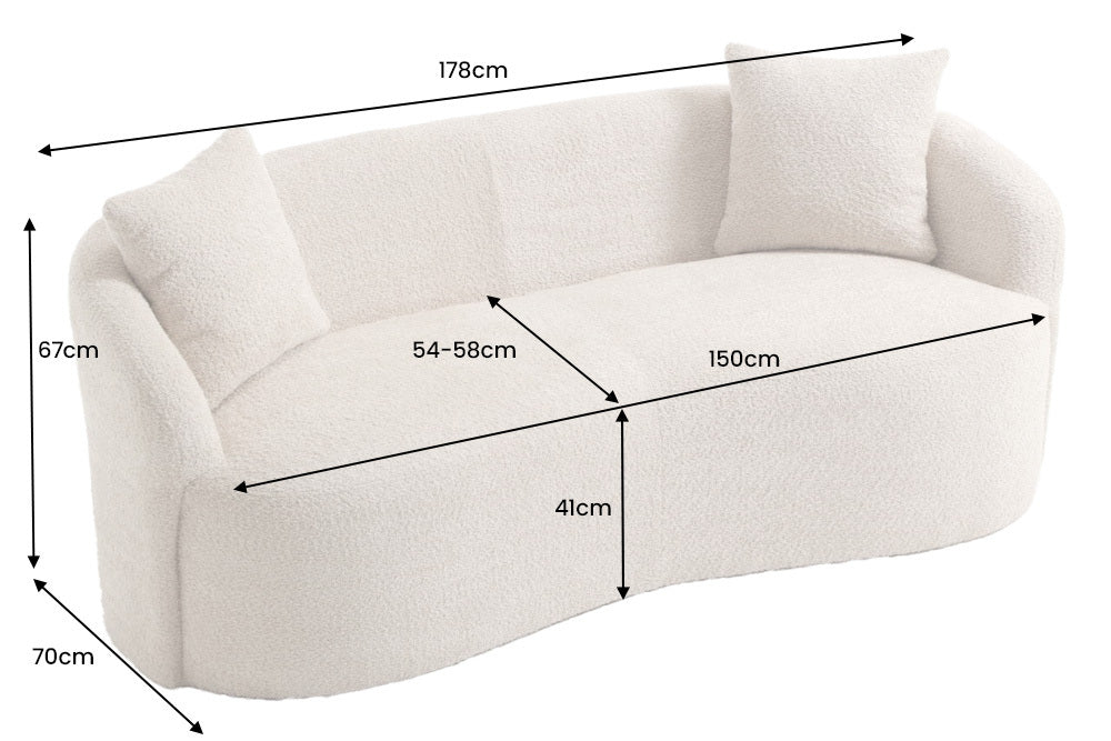 Nowoczesna sofa 2-osobowa 180 cm nierozkładana w kolorze grafitowym do salonu