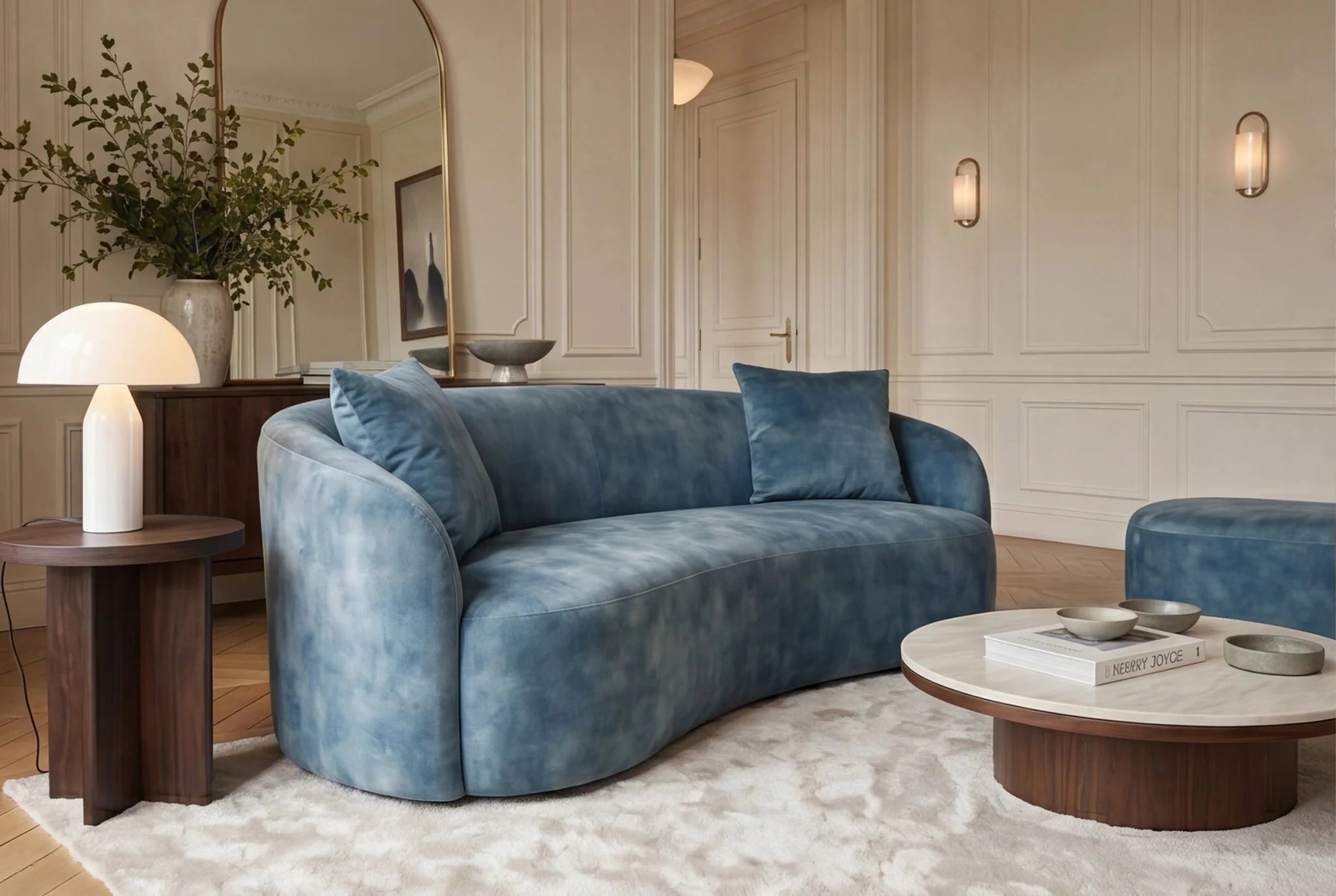 Nowoczesna sofa 2-osobowa nierozkładana 180 cm w kolorze niebieskim do salonu