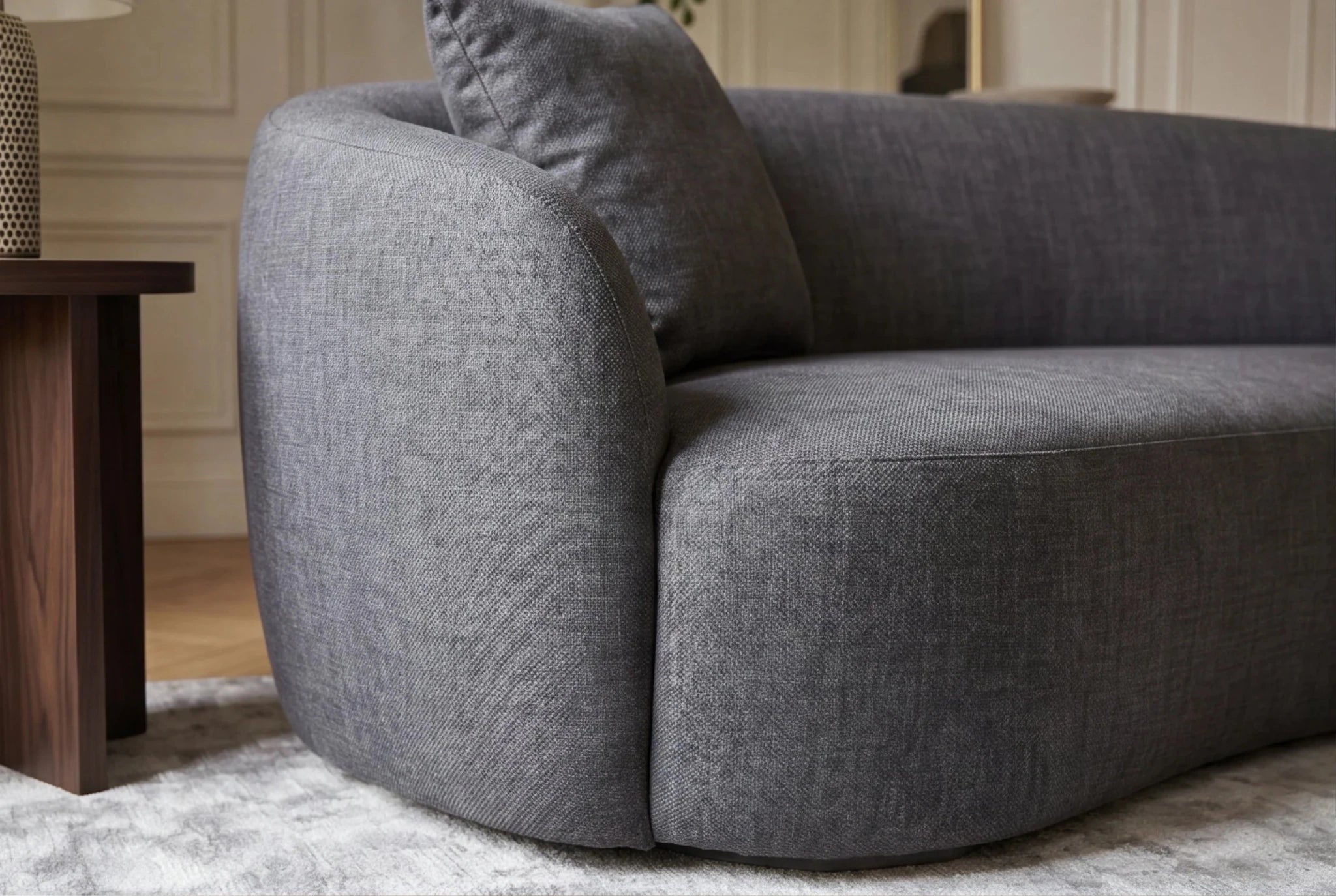 Nowoczesna sofa 2-osobowa 180 cm nierozkładana w kolorze grafitowym do salonu