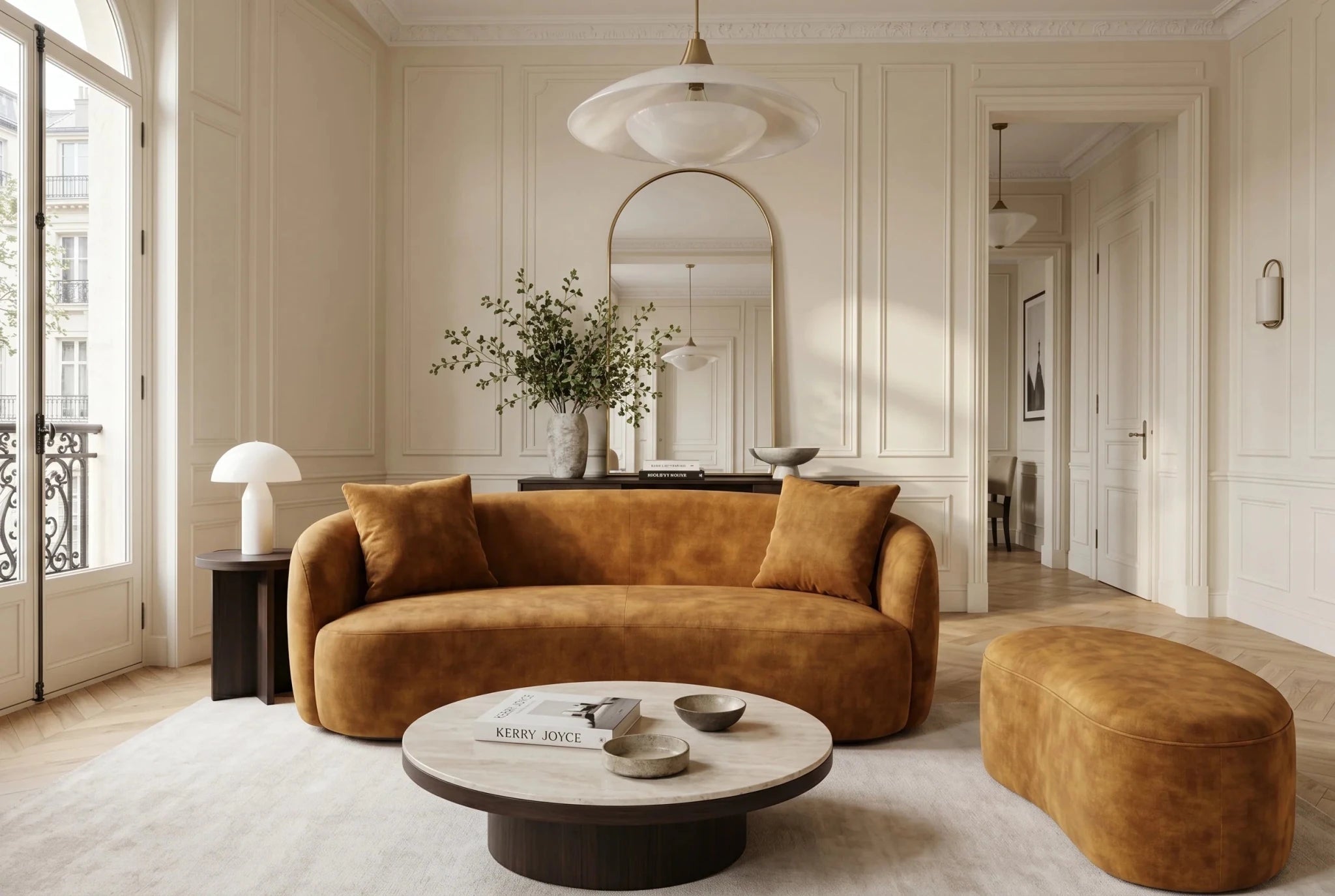 Nowoczesna sofa 2-osobowa nierozkładana 180 cm w kolorze musztardowym  do salonu