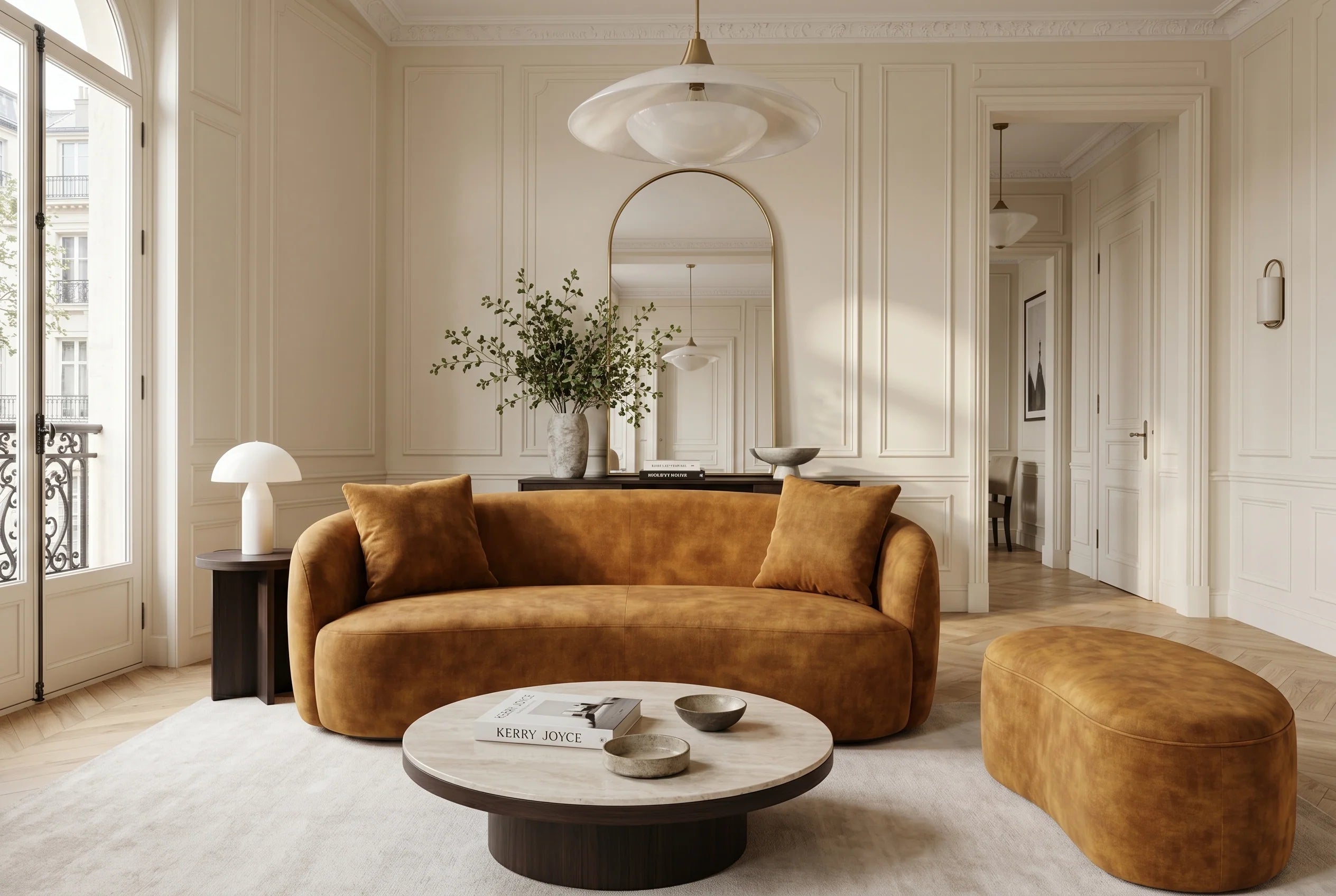 Nowoczesna sofa 2-osobowa nierozkładana 180 cm w kolorze musztardowym  do salonu