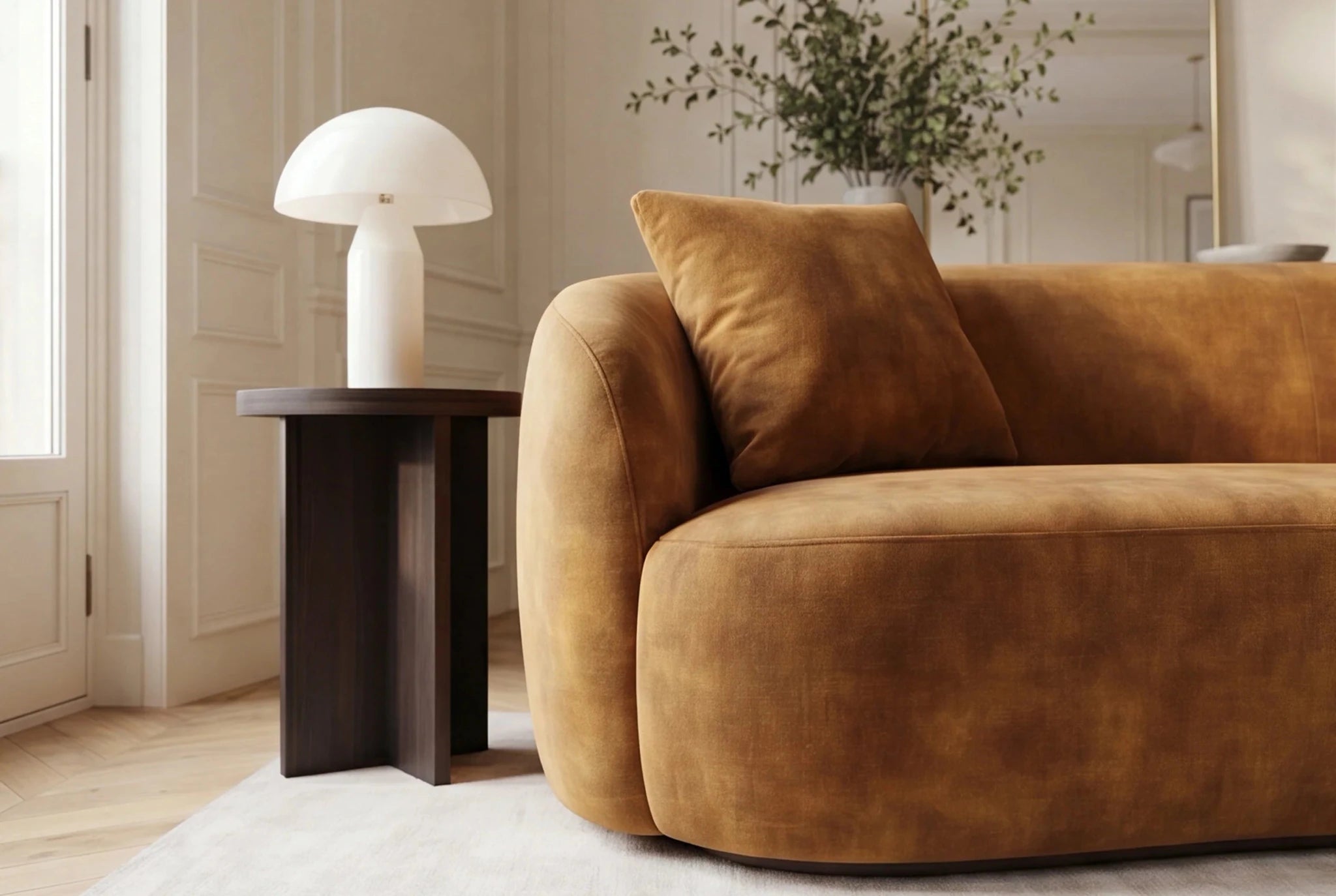 Nowoczesna sofa 2-osobowa nierozkładana 180 cm w kolorze musztardowym  do salonu