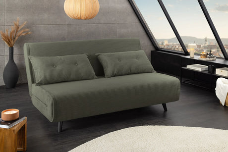 Sofa rozkładana zielona 140 cm do nowoczesnego salonu.