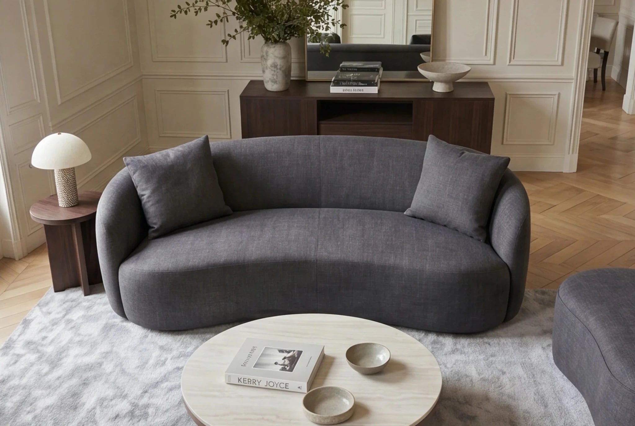 Nowoczesna sofa 2-osobowa 180 cm nierozkładana w kolorze grafitowym do salonu