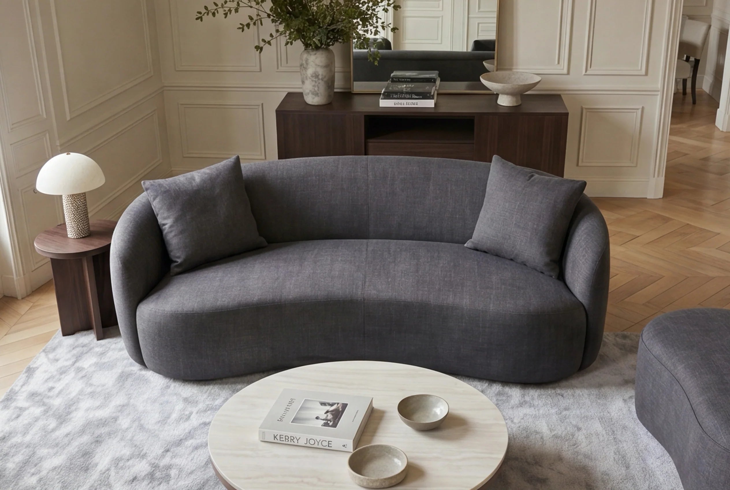 Nowoczesna sofa 2-osobowa 180 cm nierozkładana w kolorze grafitowym do salonu