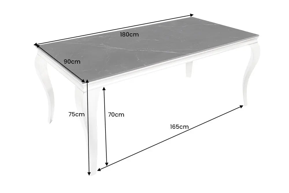 STÓŁ MODERN BAROCK OPTYKA CZARNY MARMURl 180cm / 44366  / INVICTA INTERIOR Invicta Interior