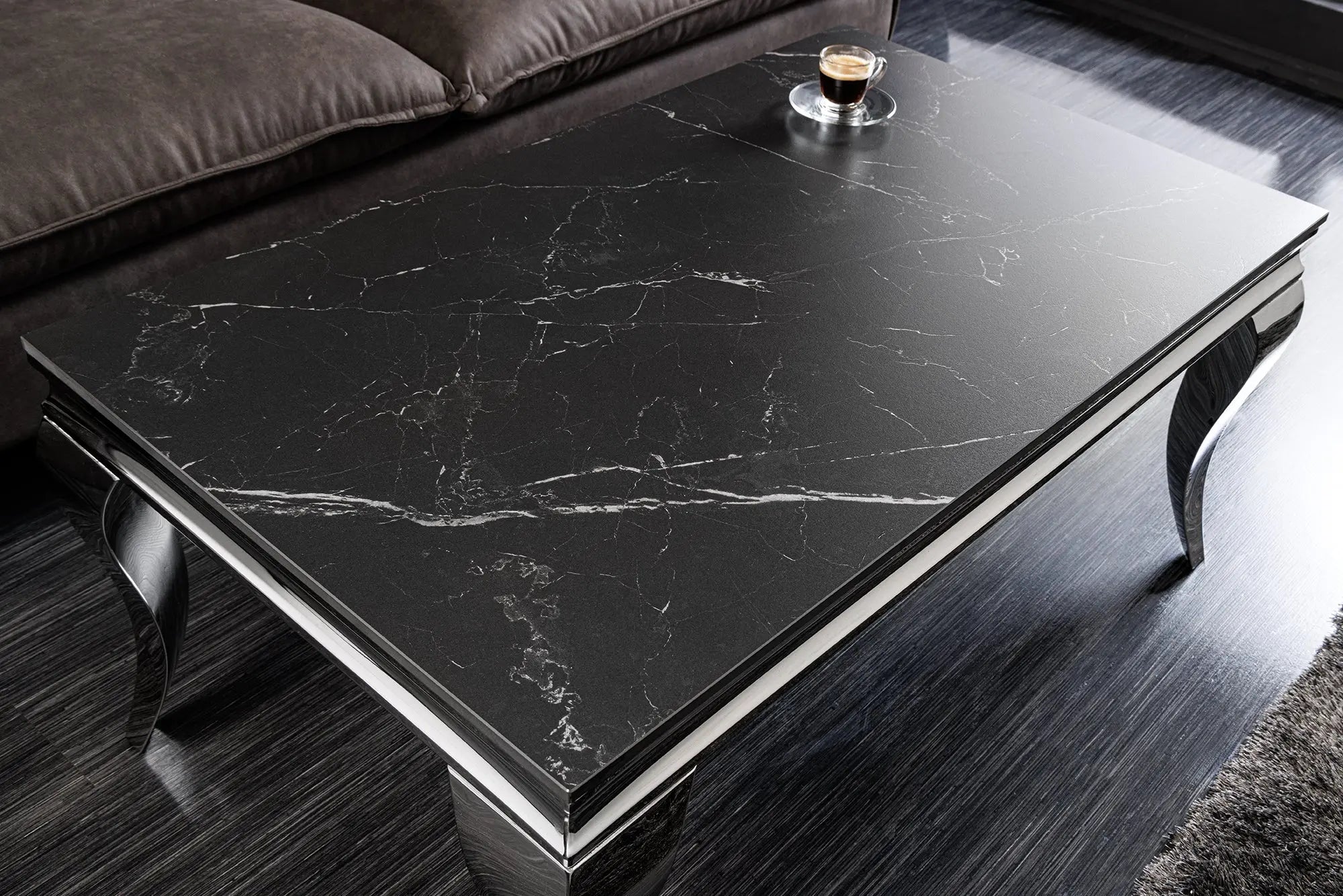 STOLIK KAWOWY MODERN BAROCK OPTYKA CZARNY MARMURl 100 CM / 44368  / INVICTA INTERIOR Invicta Interior