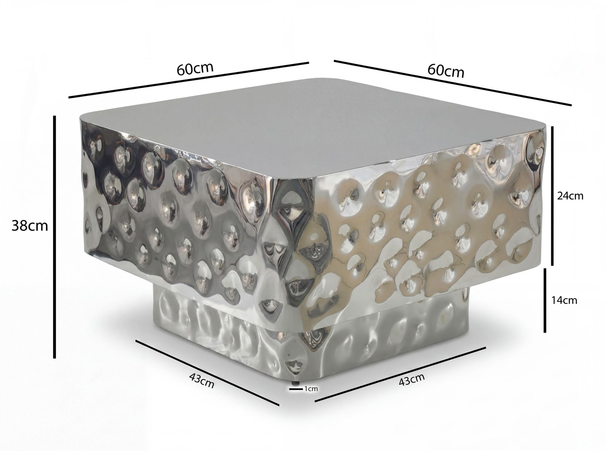 STOLIK KAWOWY WOHNLING SREBRNY 60 CM / ALUMINIUM / WL7.546