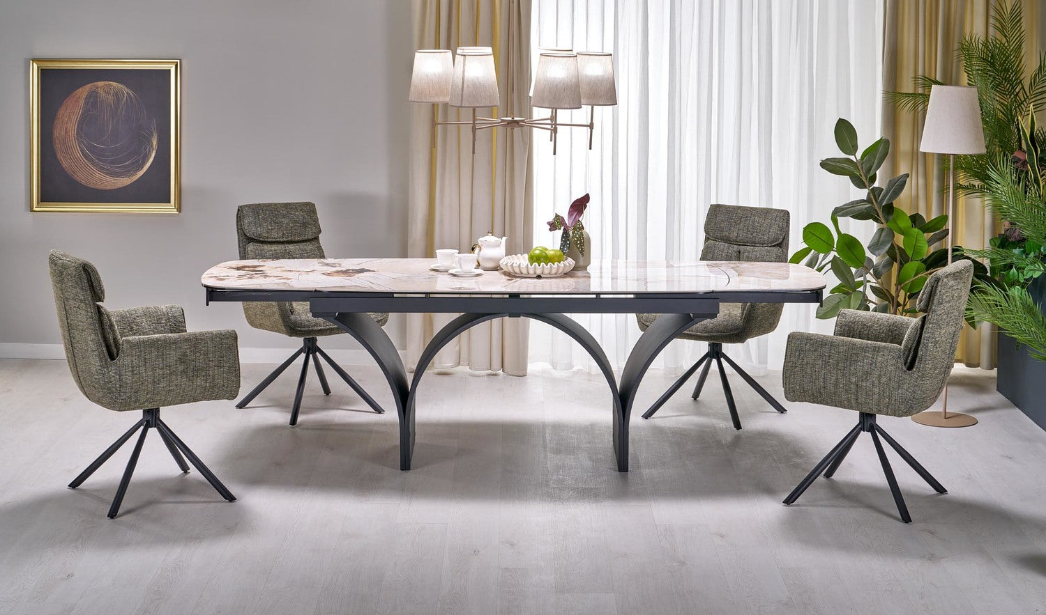 Stół ceramiczny rozkładany 180 cm ( 220-260 ) z blatem w optyce beżowego marmuru