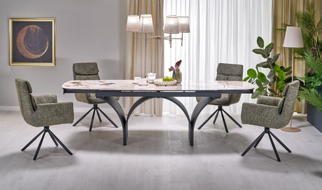 Stół ceramiczny rozkładany 180 cm ( 220-260 ) z blatem w optyce beżowego marmuru