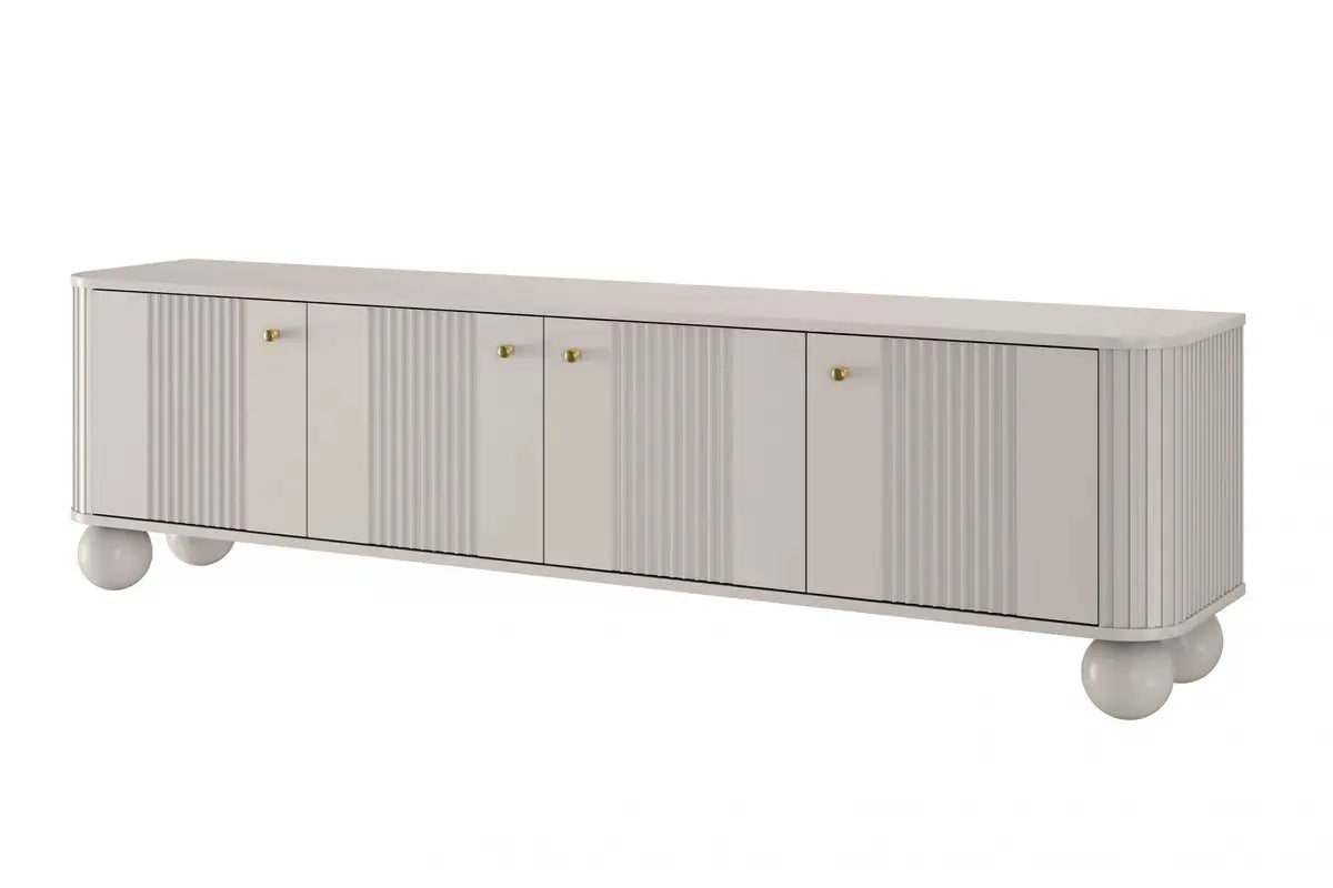 SZAFKA RTV VESPER 187 CM KASZMIR / ZŁOTE UCHWYTY / NOGI KULE BOGART