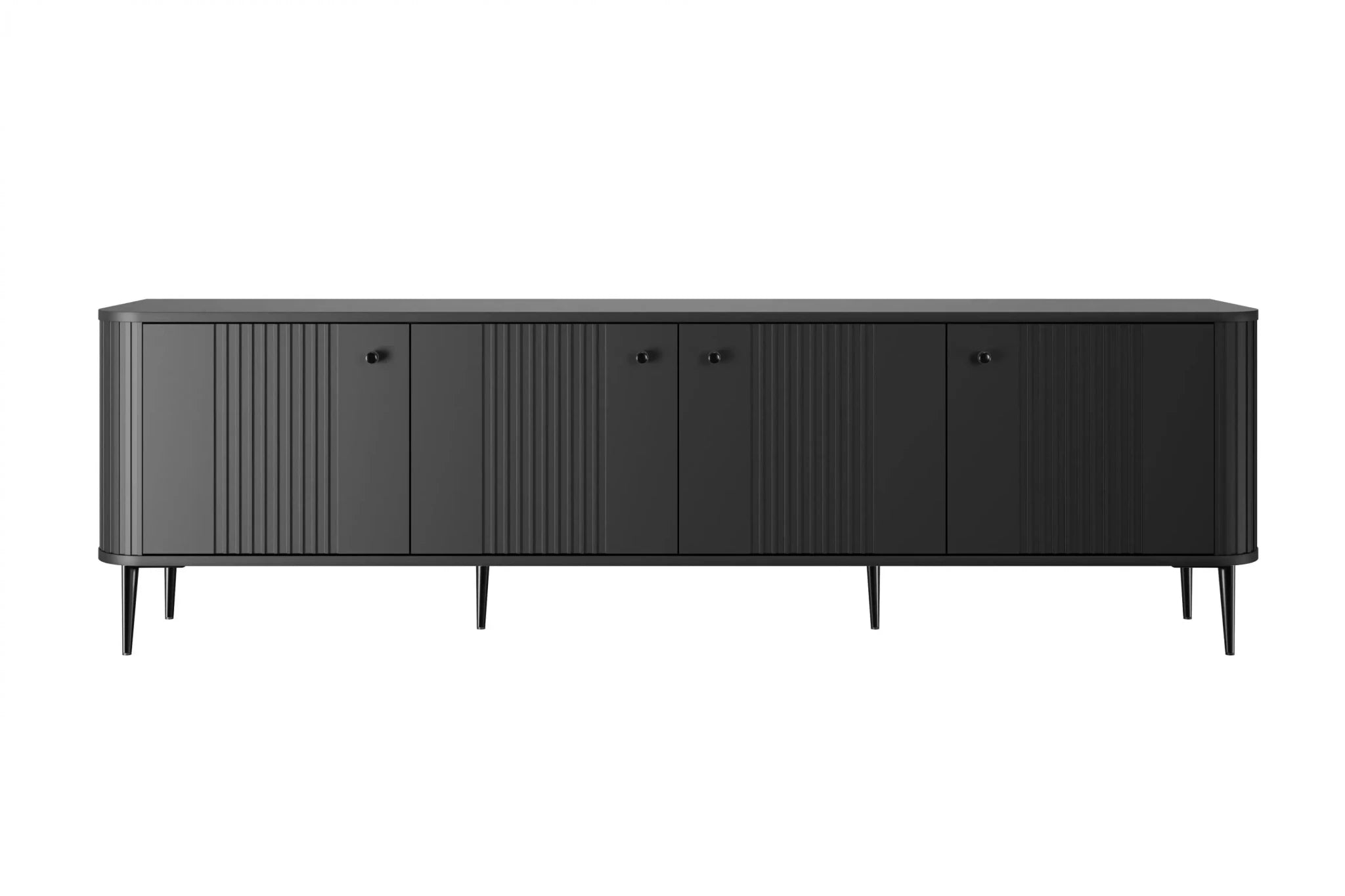 SZAFKA RTV VESPER 187 CM CZARNA / CZARNE UCHWYTY / CZARNE NOGI