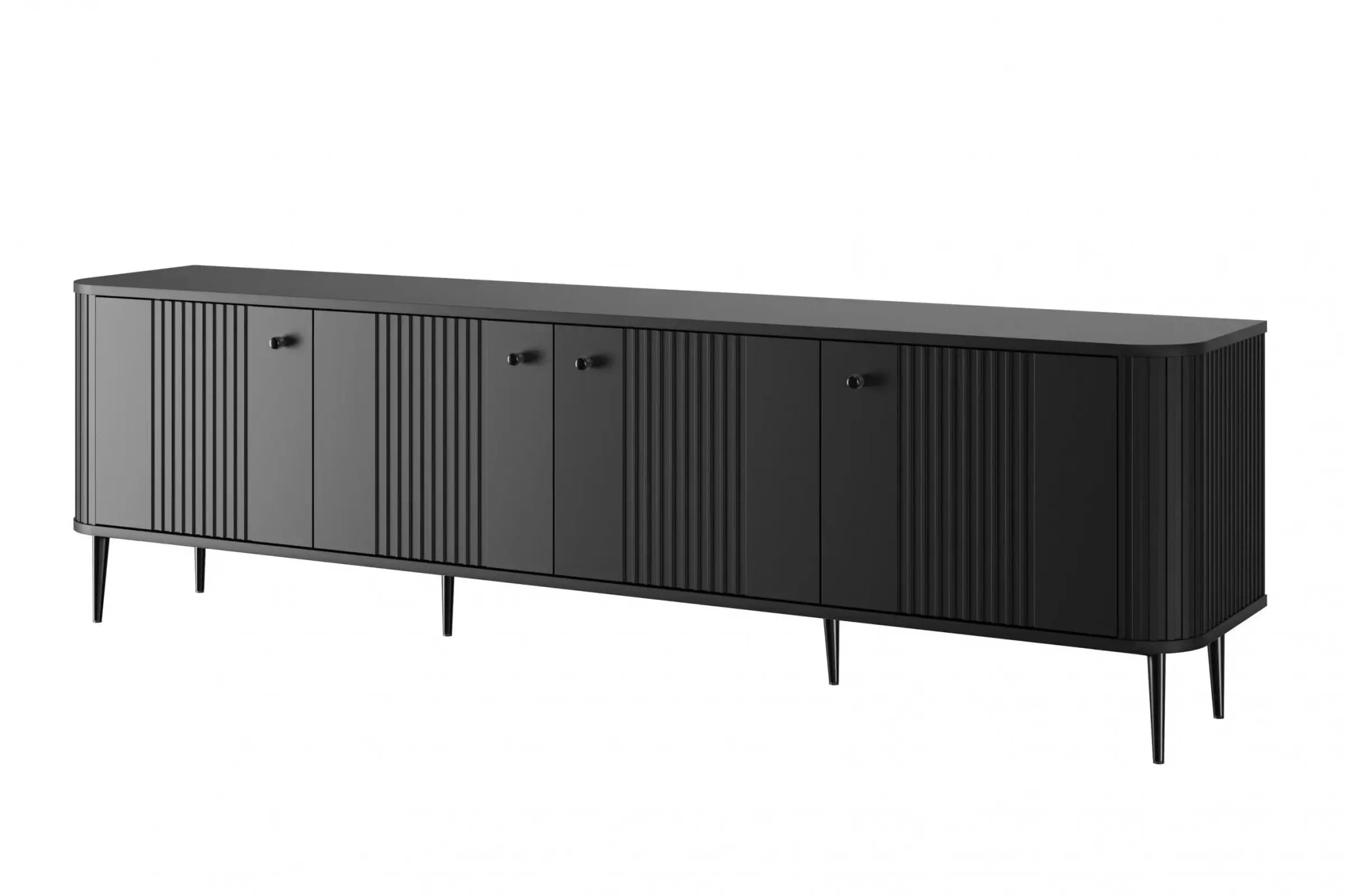 SZAFKA RTV VESPER 187 CM CZARNA / CZARNE UCHWYTY / CZARNE NOGI