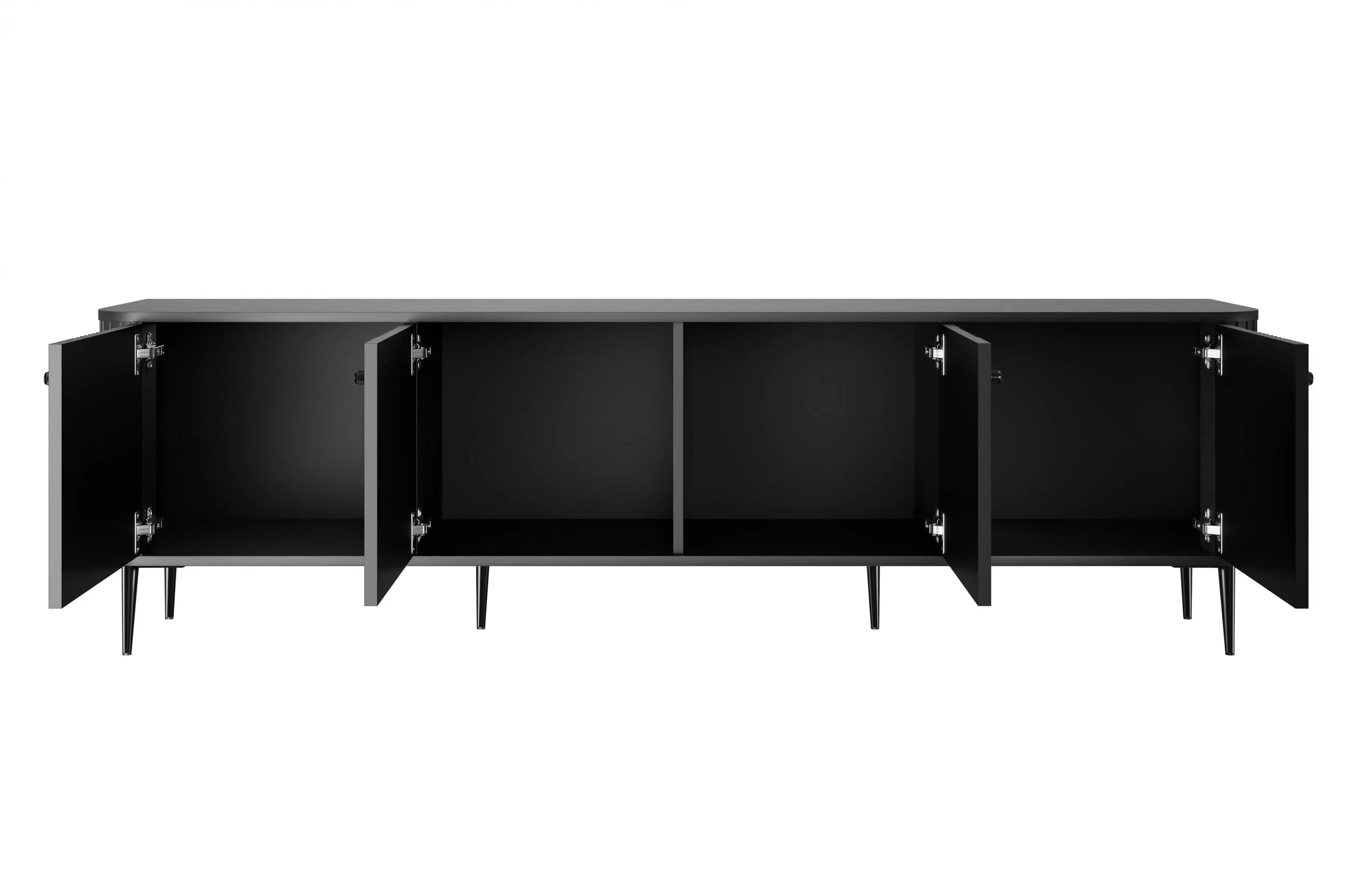SZAFKA RTV VESPER 187 CM CZARNA / CZARNE UCHWYTY / CZARNE NOGI BOGART