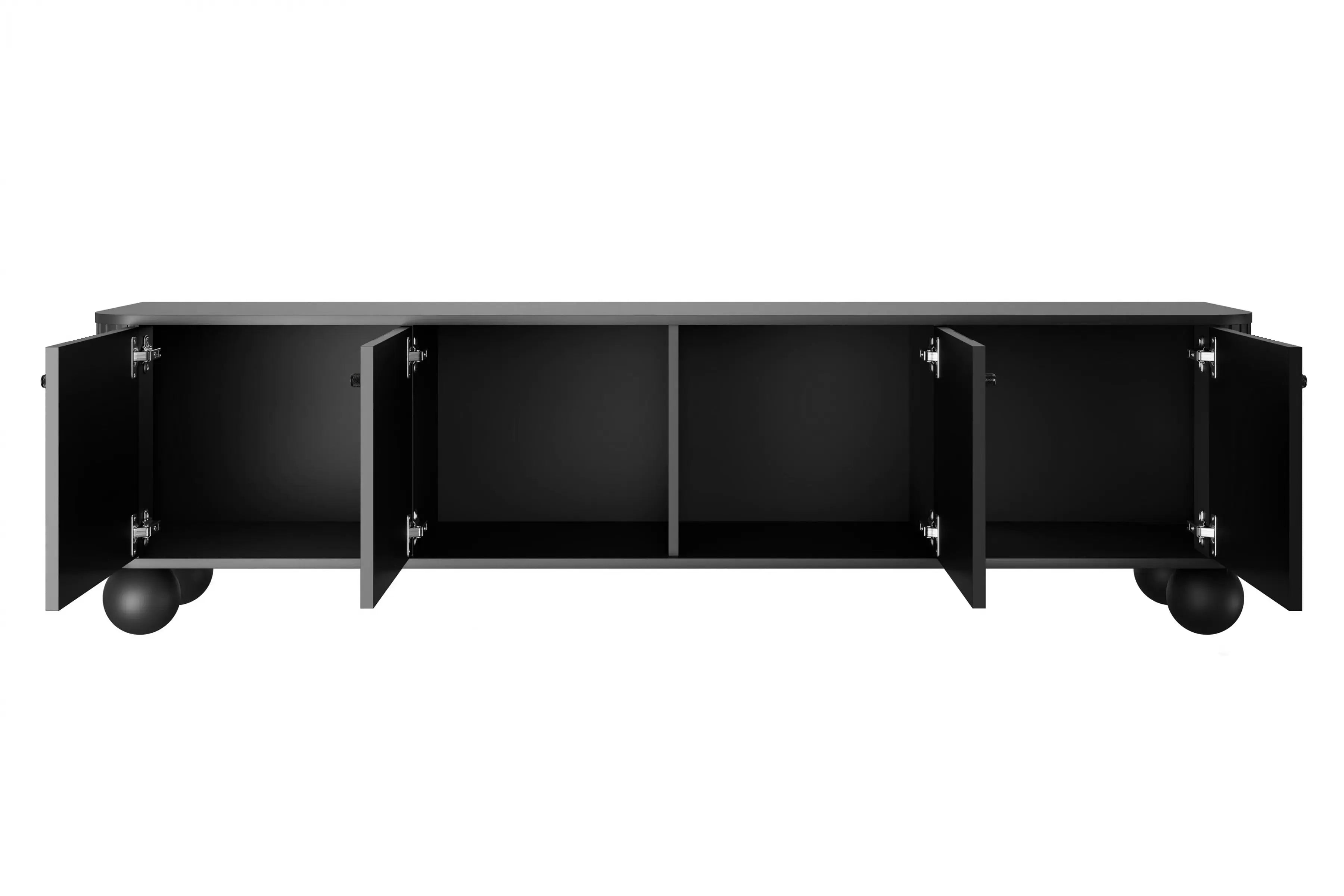 SZAFKA RTV VESPER 187 CM KASZMIR / CZARNE UCHWYTY / NOGI KULE BOGART