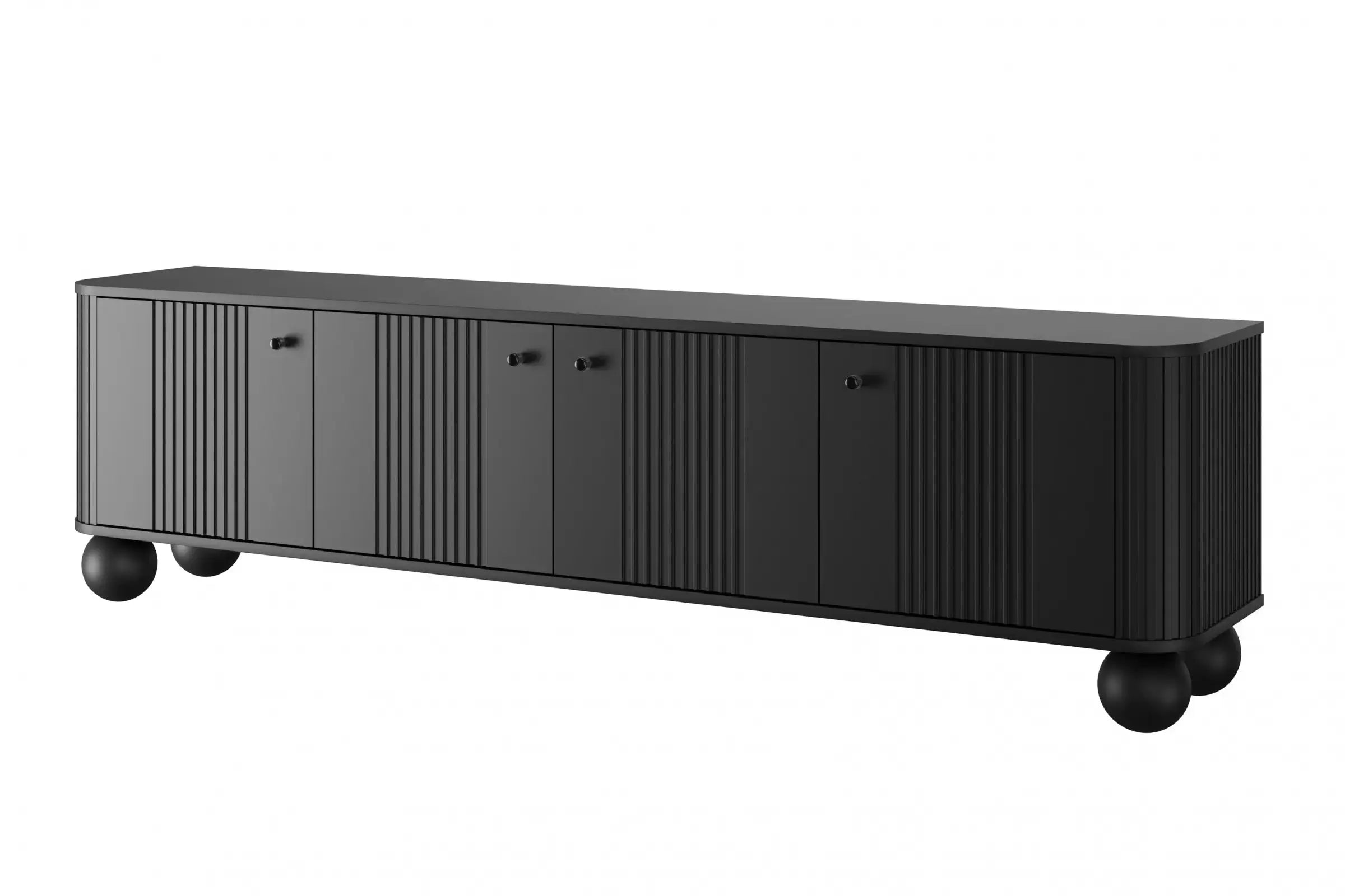 SZAFKA RTV VESPER 187 CM KASZMIR / CZARNE UCHWYTY / NOGI KULE BOGART