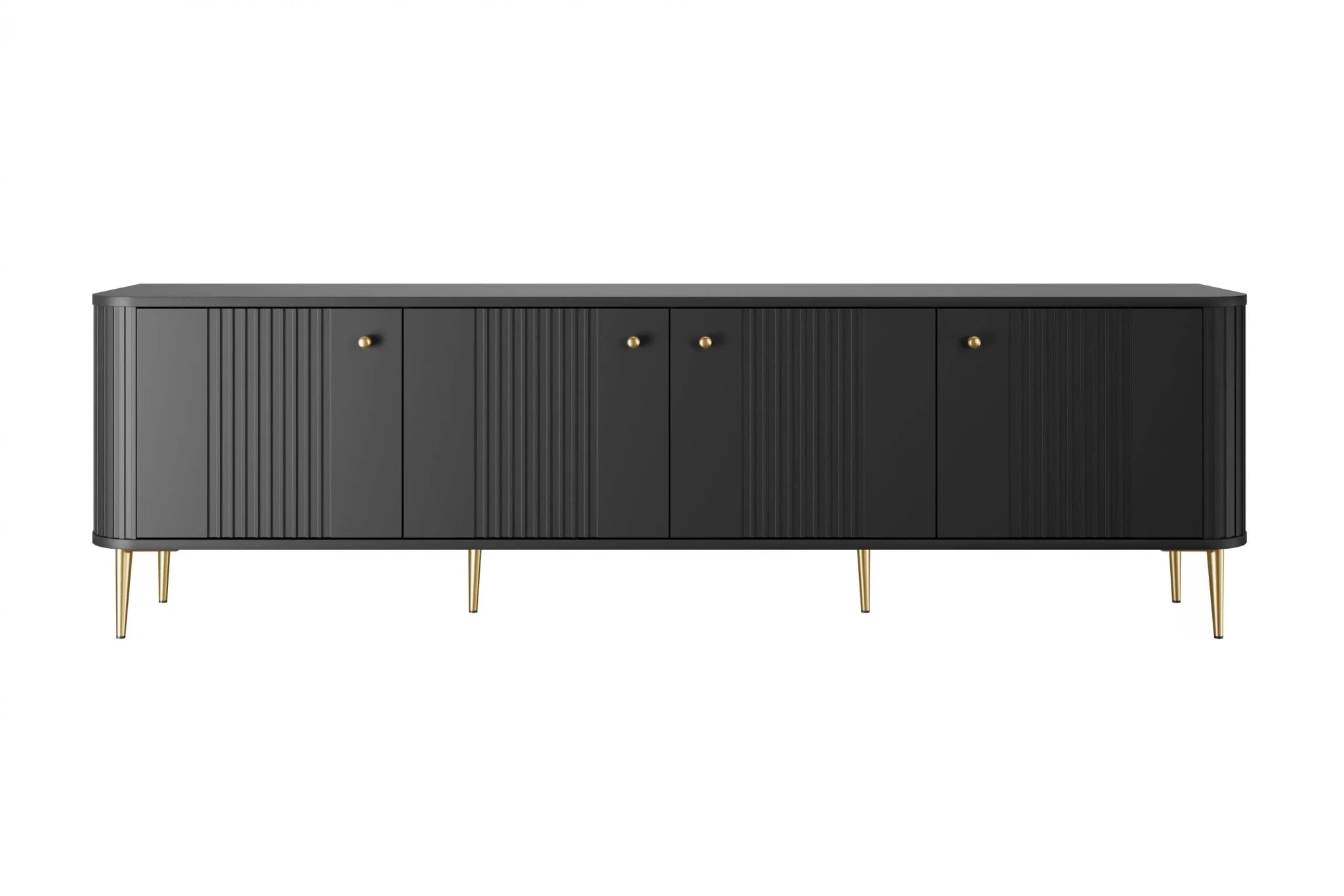 SZAFKA RTV VESPER 187 CM CZARNA / ZŁOTE UCHWYTY / ZŁOTE NOGI
