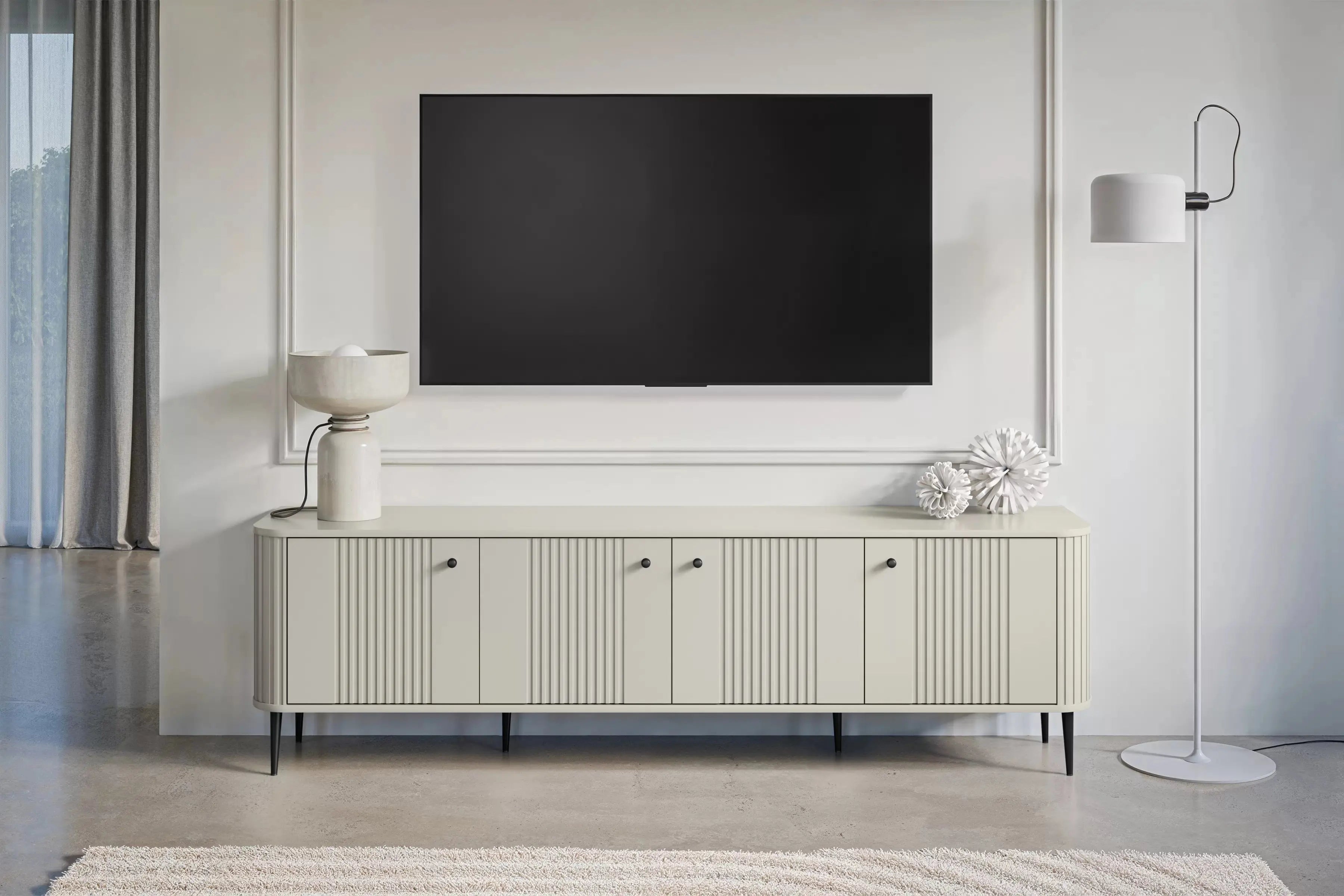 SZAFKA RTV VESPER 187 CM KASZMIR / CZARNE UCHWYTY / CZARNE NOGI BOGART