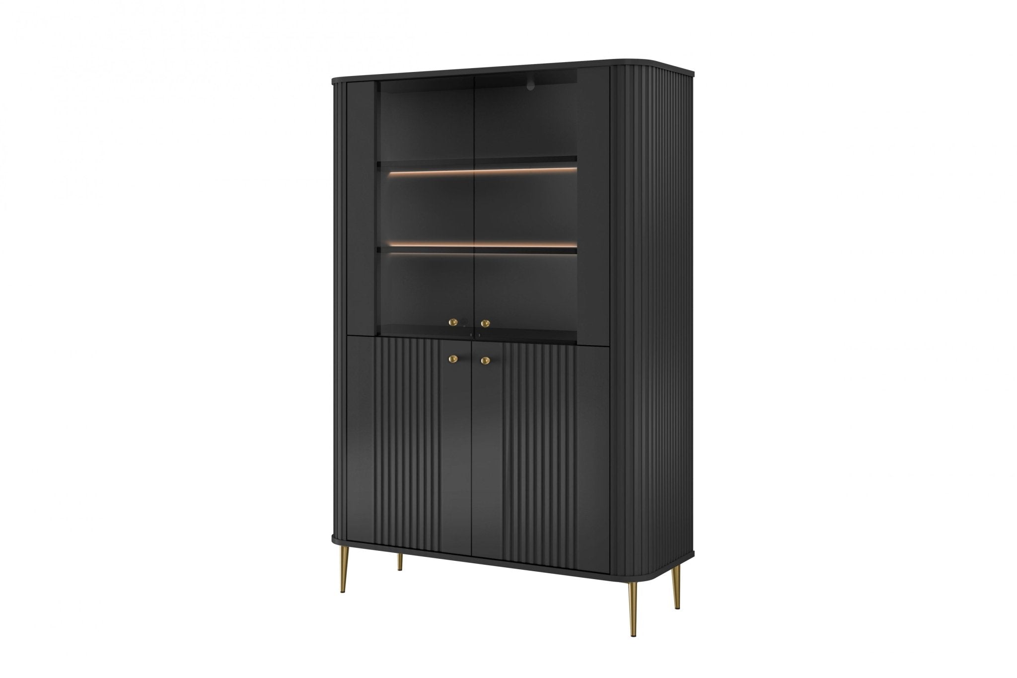 Witryna Vesper do salonu 103 cm czarna / złote nogi, uchwyty