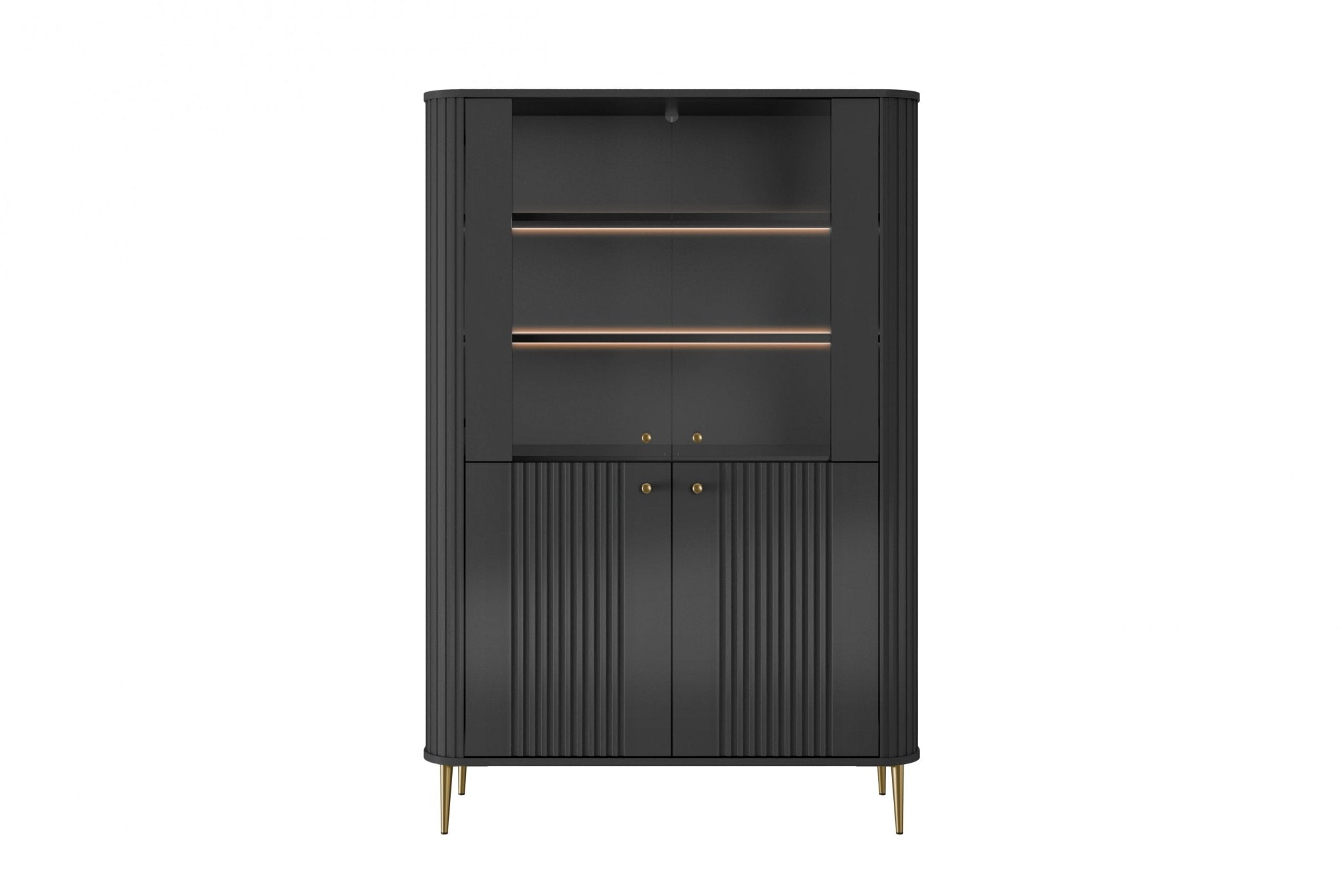 Witryna Vesper do salonu 103 cm czarna / złote nogi, uchwyty