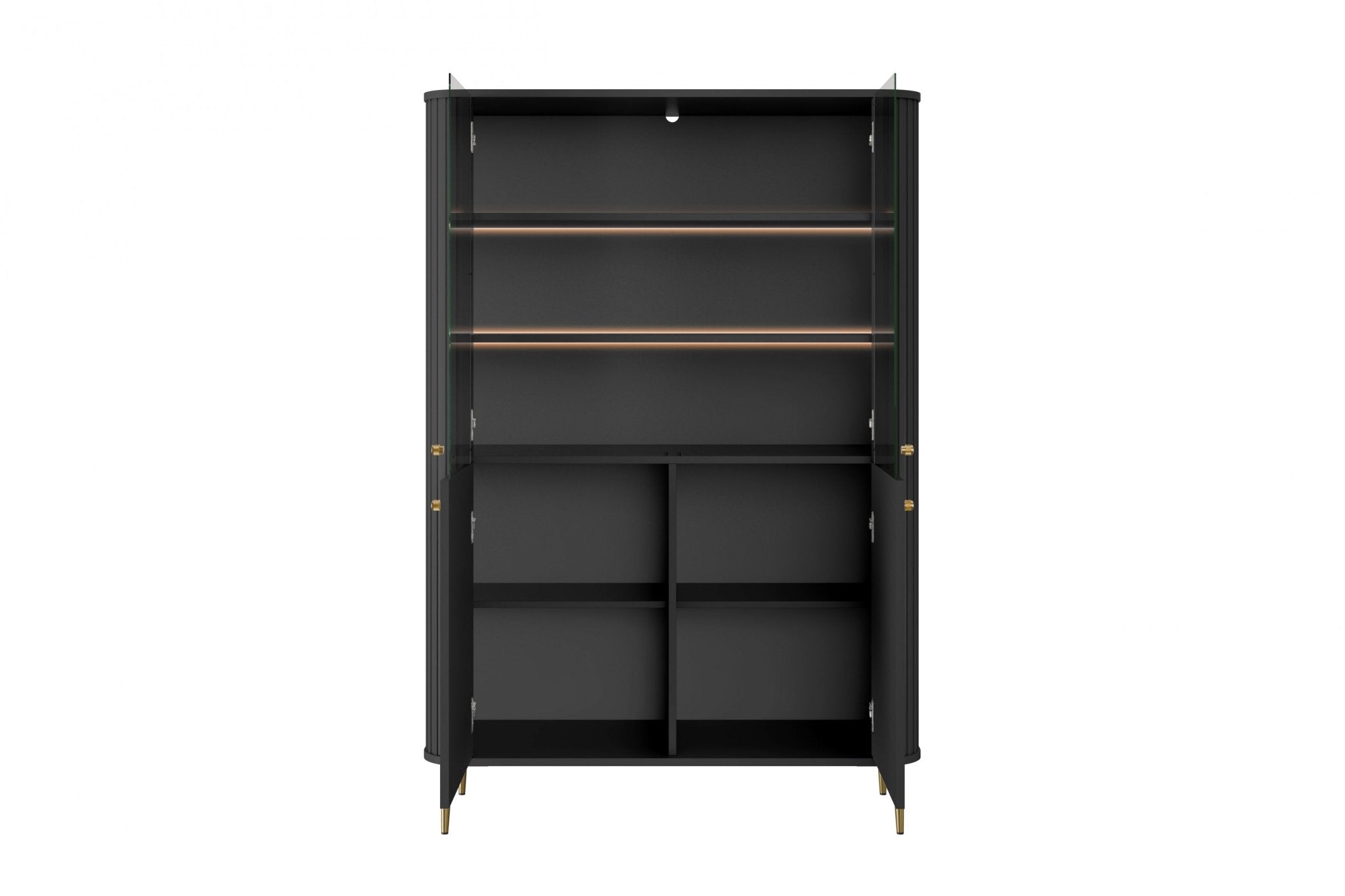 Witryna Vesper do salonu 103 cm czarna / złote nogi, uchwyty