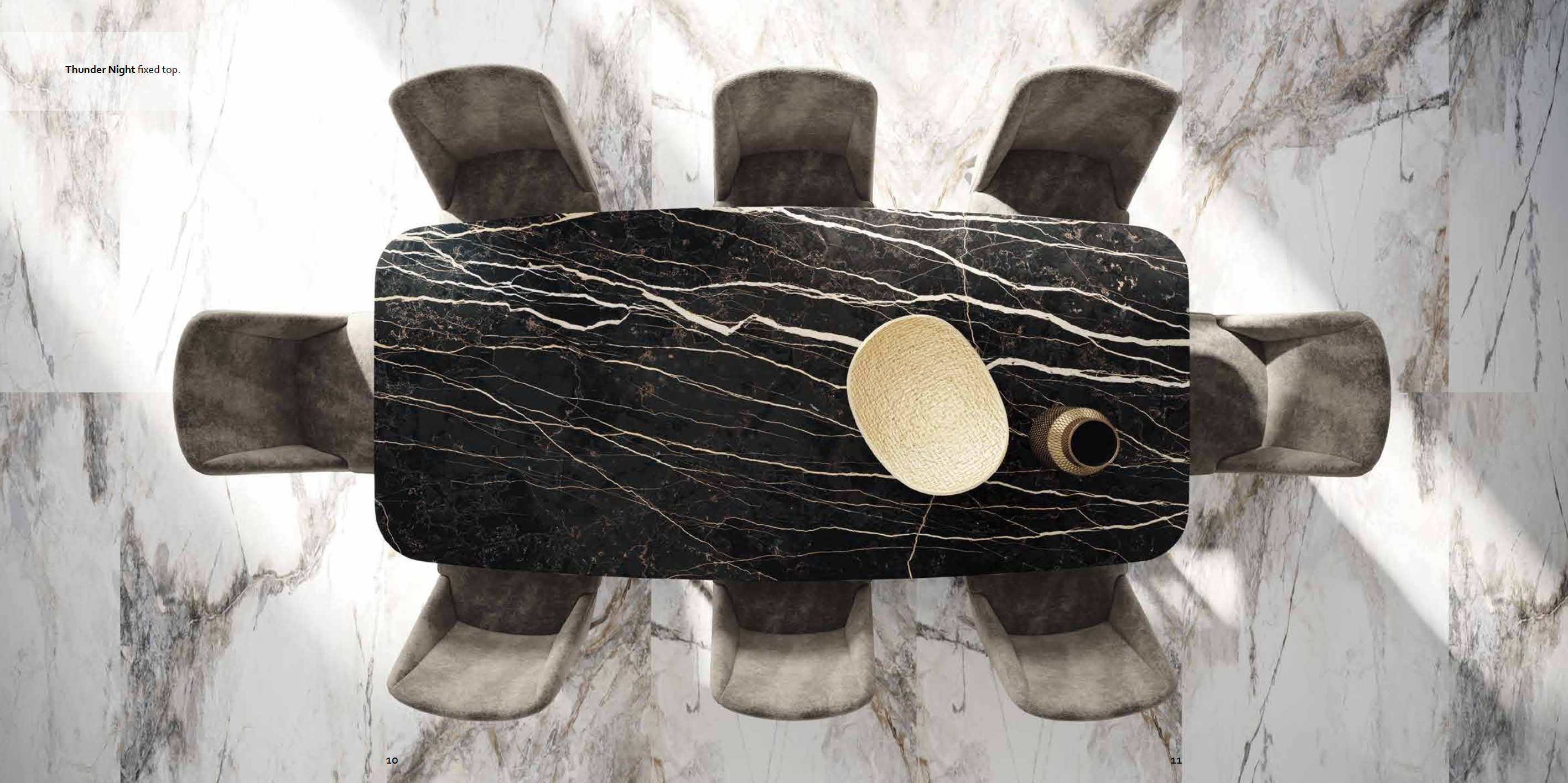 Stół nierozkładany ZENITH ceramiczny czarny blat, metalowa podstawa do salonu.
