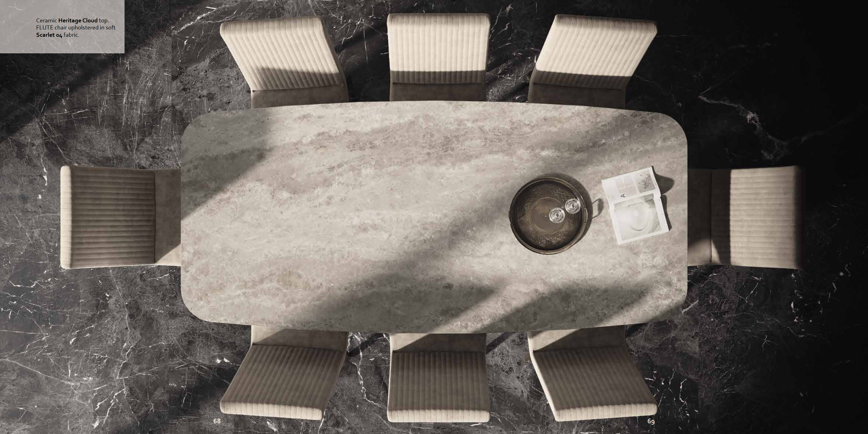 Włoski stół nierozkładany 198 cm Krystal z ceramicznym blatem i metalową podstawą. 