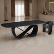 Włoski stół nierozkładany INFINITY BLACK MARBLE 240 cm z czarnym ceramicznym blatem i szarą metalową podstawą.