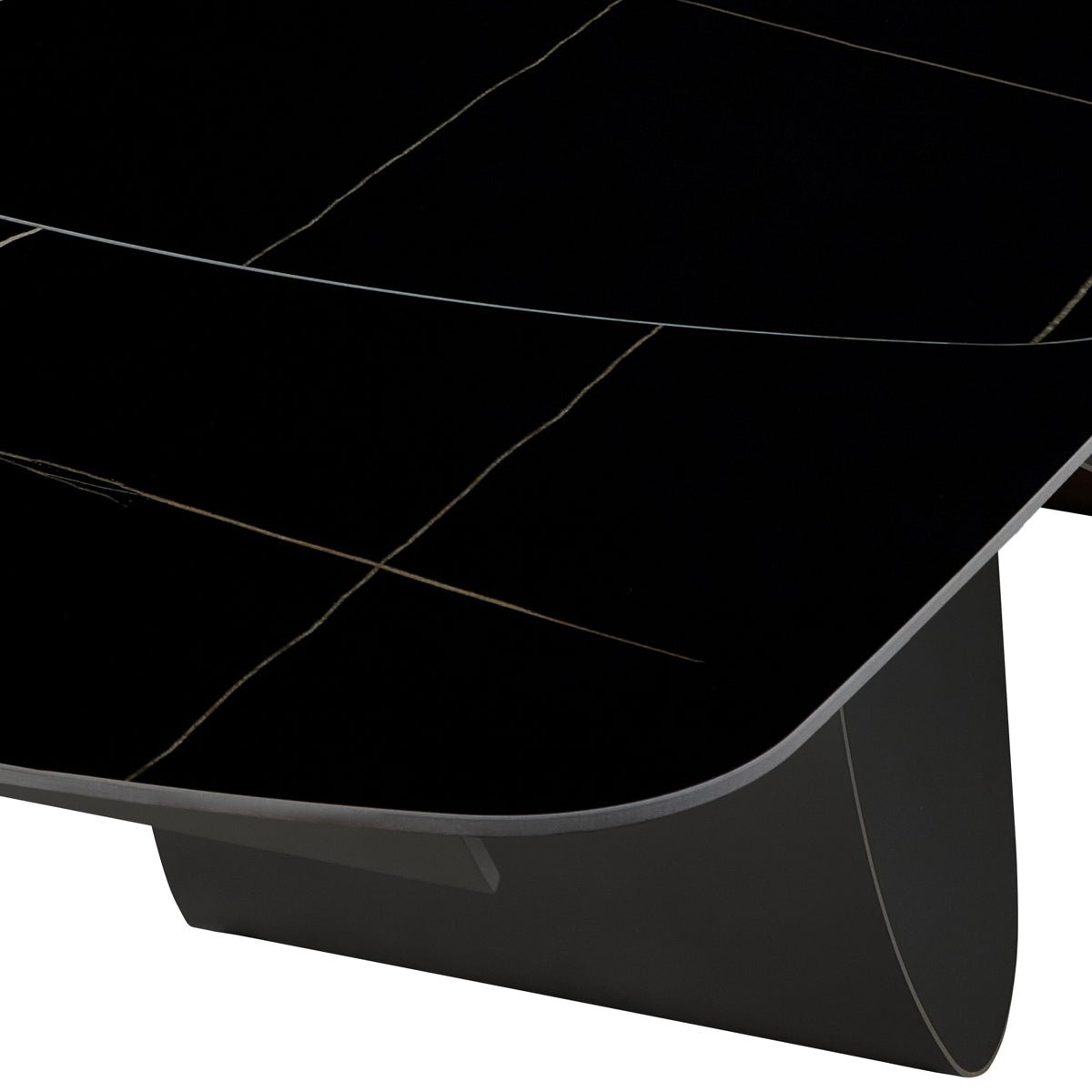 Włoski stół rozkładany INFINITY 200–300 cm z czarnym ceramicznym blatem Nero Marble i metalową podstawą.